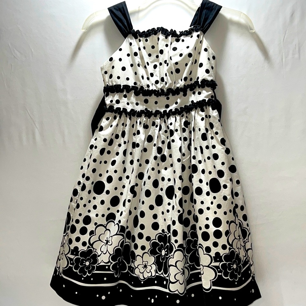 Rare Too Black and White Lined Tie Back Dress Size 8